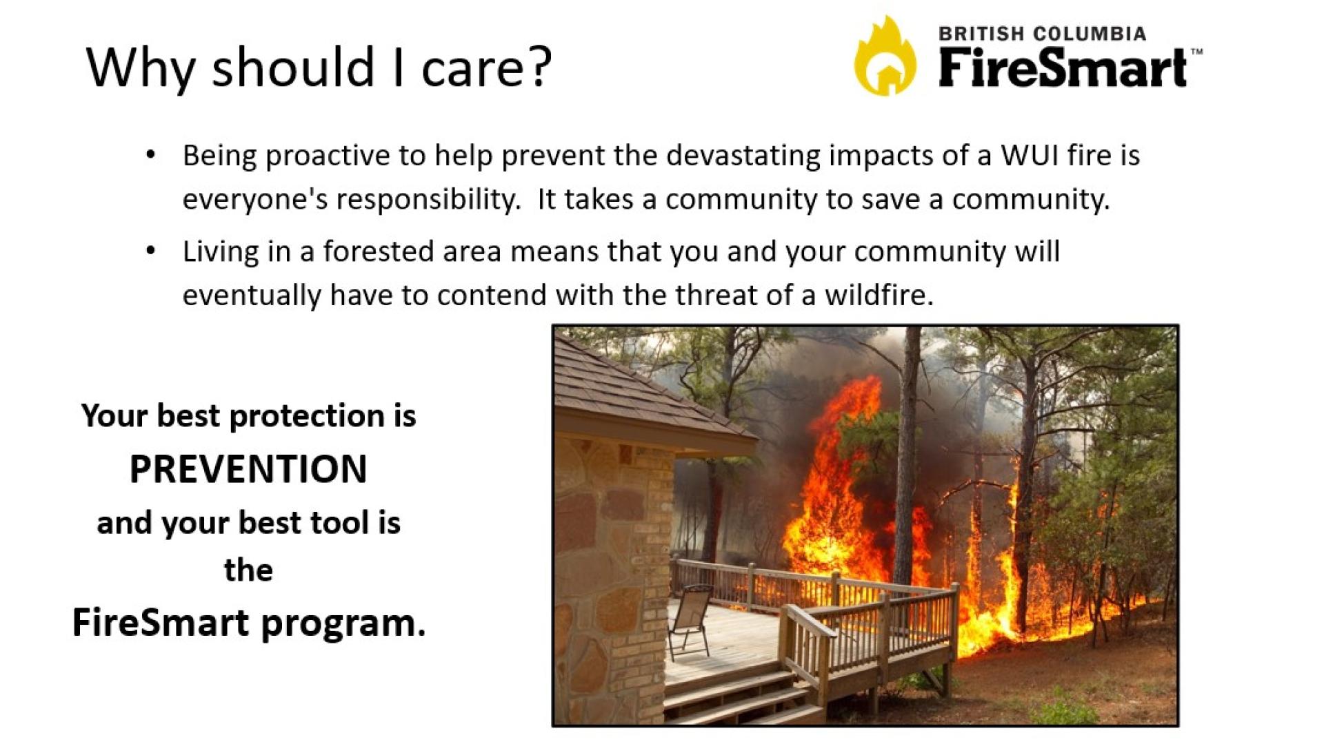 FireSmart poster detailing why prevention is important.